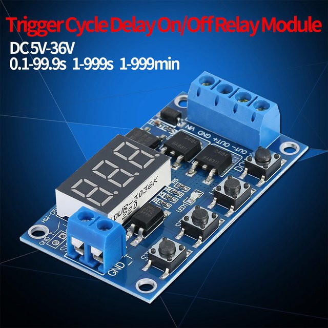 VBESTLIFE Trigger Cycle Delay Timer Switch Relaismodul mit LED-Anzeige DC 5V-36V in Blau und Multicolour - Bild 1