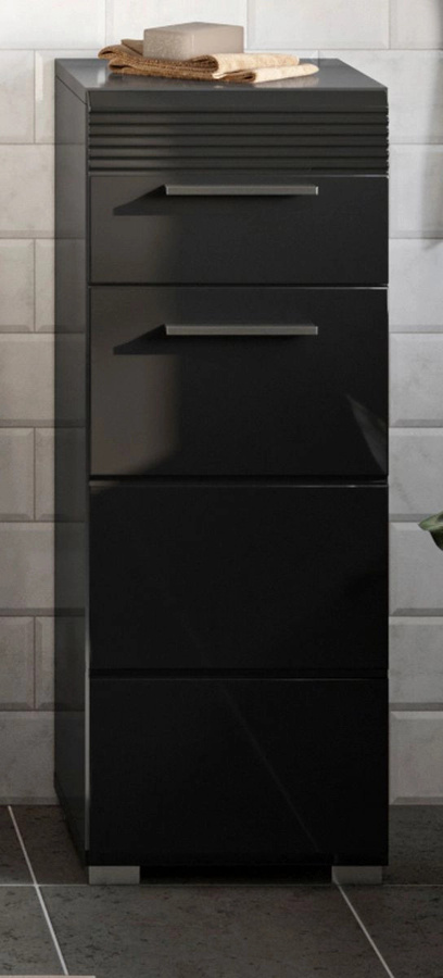Badezimmer Kommode Leon von Inn.Furn in Schwarz Hochglanz mit Vollauszug B/T/H: 79 x 30 x 31 cm - Bild 1