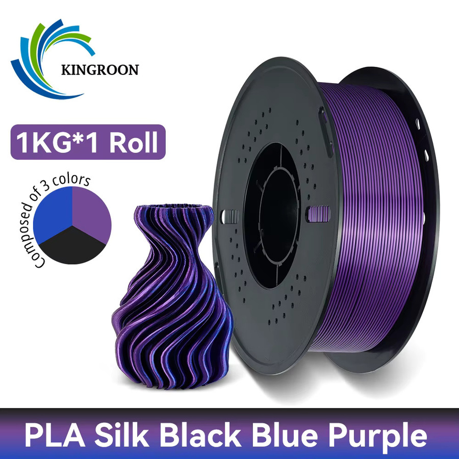 KINGROON PLA Seide 3D-Drucker-Filament 1,75mm Multicolour Gold Grün Rot Hochglanz-Finish - Bild 2