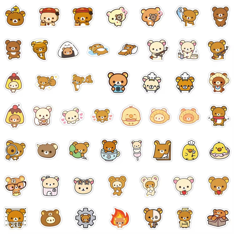 105 Stück Rilakkuma und Korilakkuma Aufkleber Set in Multicolour für Scrapbooking und DIY Dekoration, wasserfest - Bild 2