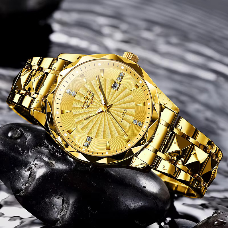 LIGE Armbanduhr Chronograph, Quarz, Edelstahl, Gold, Herren - Bild 2
