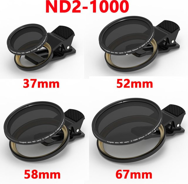 KnightX Variabler ND-Filter Neutraldichtefilter für Kamera und Smartphones, mobiles Objektivset, Schwarz - Bild 1