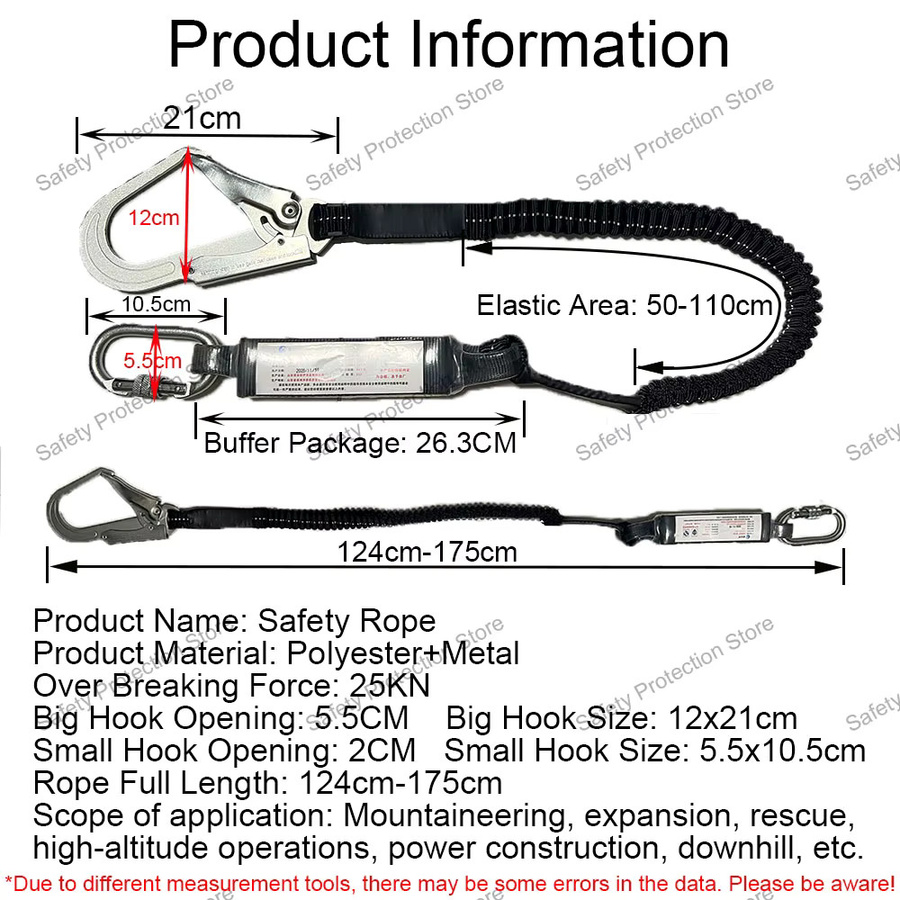 Pufas Sicherheitsgurt für Luftarbeiten mit 25KN Belastbarkeit, Haken und Puffertasche, Farbe: Schwarz - Bild 2
