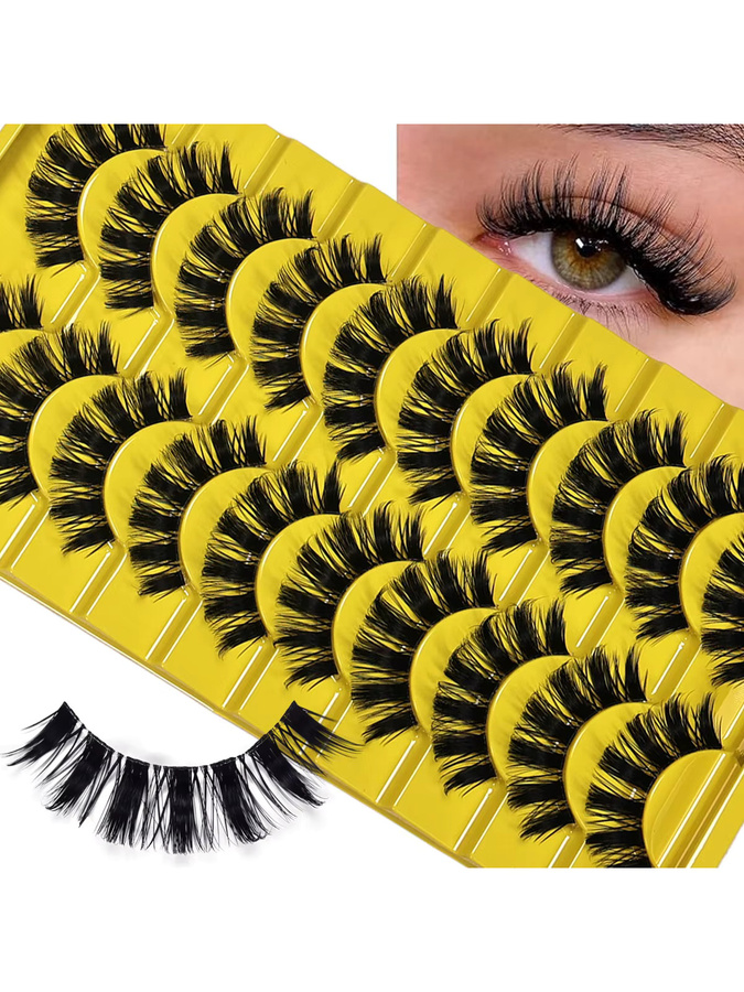 JIEFUXIN Künstliche Wimpern, 10 Paar, 3D Flauschig, Voluminös, Unisex - Bild 5