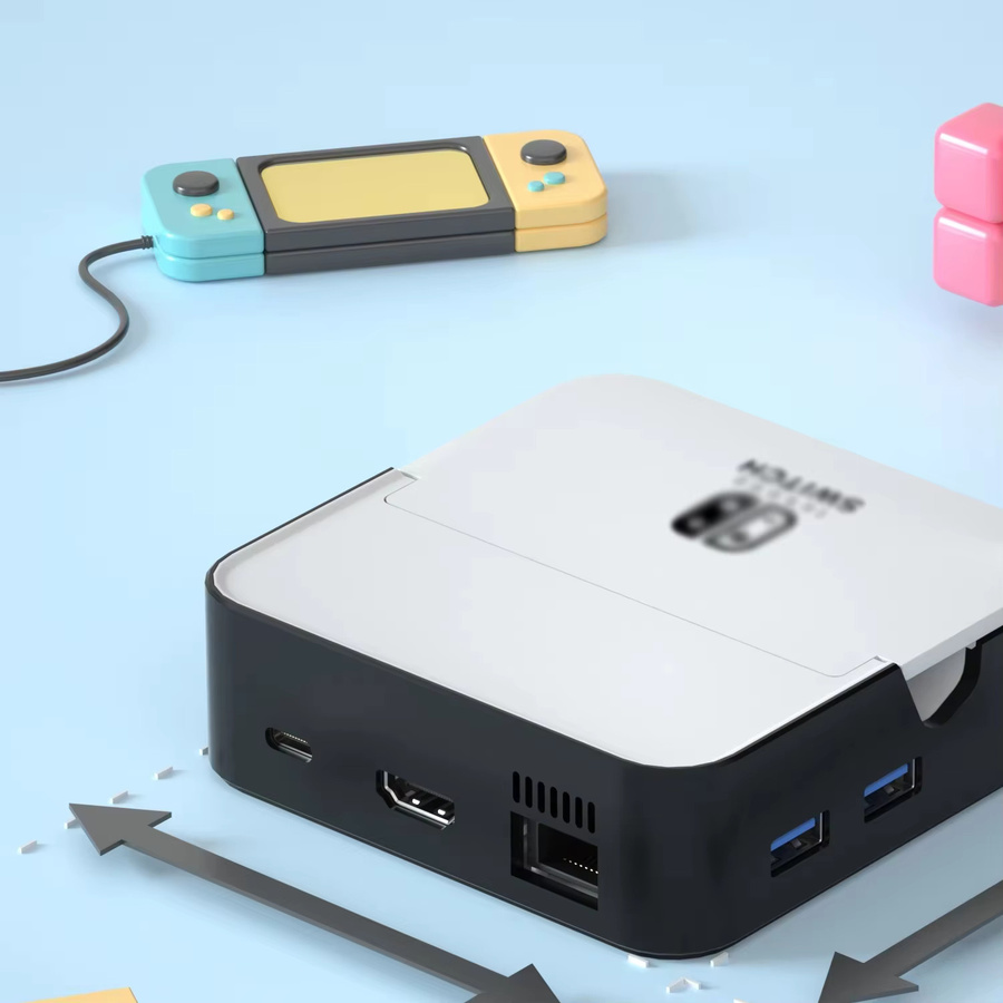 RGEEK TV-Dockingstation für Nintendo Switch OLED, schwarze Ladestation mit USB-C, HDMI und RJ45 für 4K UHD Videokonvertierung - Bild 2