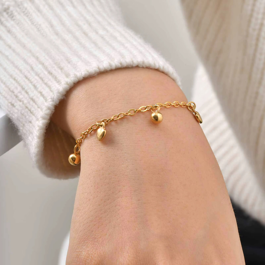Meaeguet Herz-Armband, 18 Karat vergoldet, Edelstahl, Damen - Bild 5