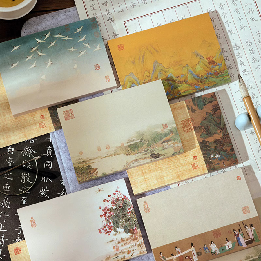 80 Blatt handgefertigtes Journaling-Papier im klassischen chinesischen Landschaftsstil für Scrapbooking und DIY-Dekoration, Mehrfarbig - Bild 1