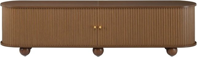 Merax TV-Lowboard im Retro Design mit Schiebetüren in Braun Matt, B/T/H: 180 x 35 x 45 cm - Bild 1
