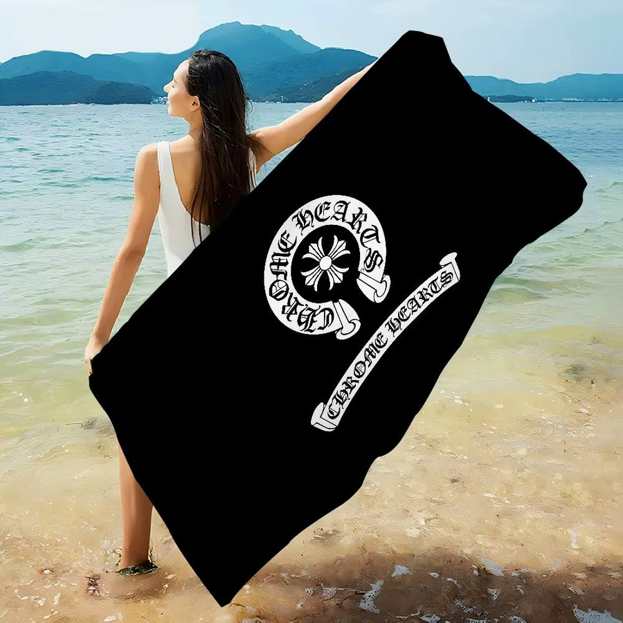 Potdemiel Mikrofaser-Strandtuch C-Chrome H-Hearts in Schwarz, saugfähig und schnell trocknend für Yoga, Schwimmen und Sport - Bild 5