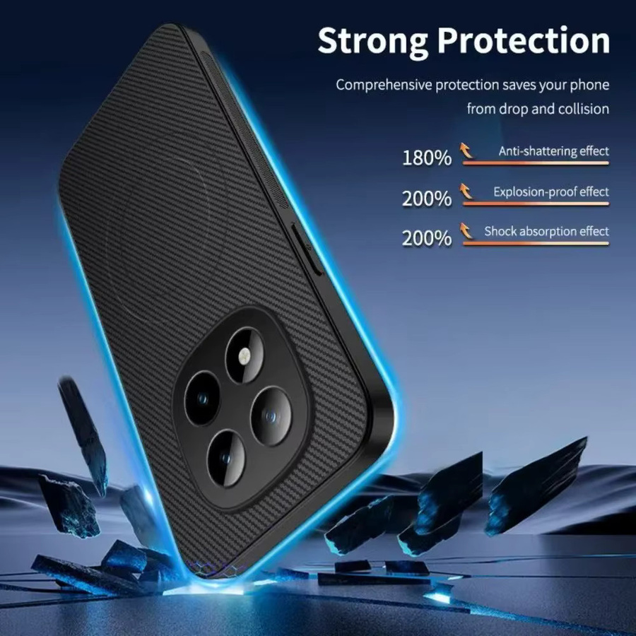 Xiaomi Magnetische Ladehülle mit Carbonfaser-Textur für Redmi Note15 Pro+ 5G und POCO M8 Pro, stoßfeste Schutzhülle aus TPU+PC, Schwarz/Lila - Bild 4