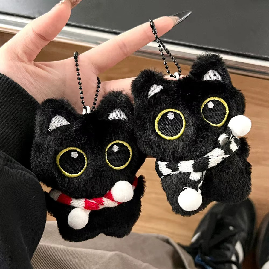 Plüsch-Puppenanhänger, schwarze Katze, Rucksack-Schlüsselanhänger - Bild 2