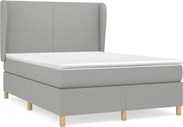 vidaXL Boxspringbett Hybrid mit Matratze und Taschenfederkern, Hellgrau, B/T/H: 140 x 190 x 147 cm - Bild 1