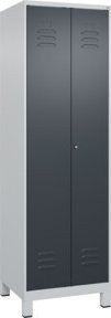 C+P Spind Classic PLUS Schwarz-Weiß mit 2 Abteilen, Füße, Zylinderschloss, H x B x T: 195 x 60 x 50 cm - Bild 1