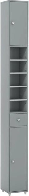 Costway Badschrank Hochschrank Schmal mit verstellbaren Regalen und Türen, Hellgrau, H x B x T: 180 x 20 x 12,5 cm - Bild 1