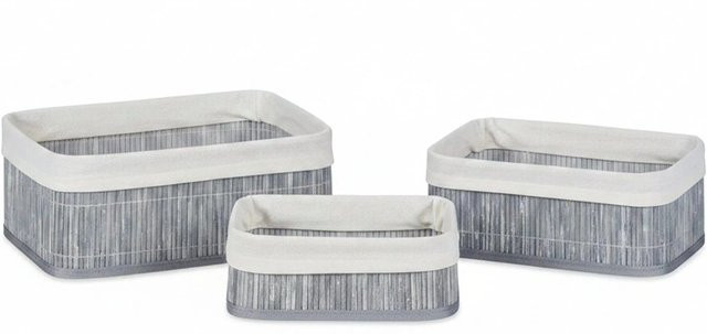 Relaxdays Aufbewahrungskorb aus Bambus in Grau, 3er Set, B: 30 cm, T: 12,5 cm, H: 20 cm - Bild 1