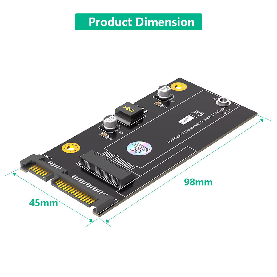 Lenovo SSD auf SATA 2,5-Zoll-Adapter Konverterkarte für X1 Carbon Ultrabook, Schwarz - Bild 3