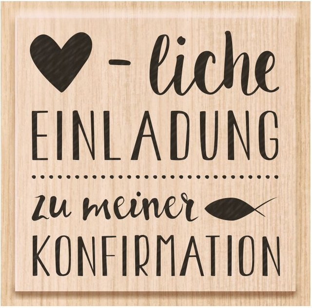 Holzstempel Heyda Herzliche Einladung Konfirmation in Beige aus Holz und Naturkautschuk - Bild 1