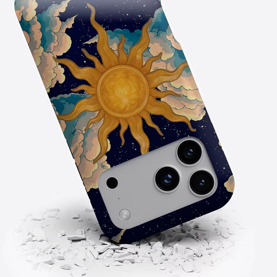 Potdemiel Handyhülle Golden Sun in Clouds für iPhone 17 16 15 14 13 Pro Max Plus, robuste doppelschichtige magnetische Hülle in Gold und Multicolour - Bild 3