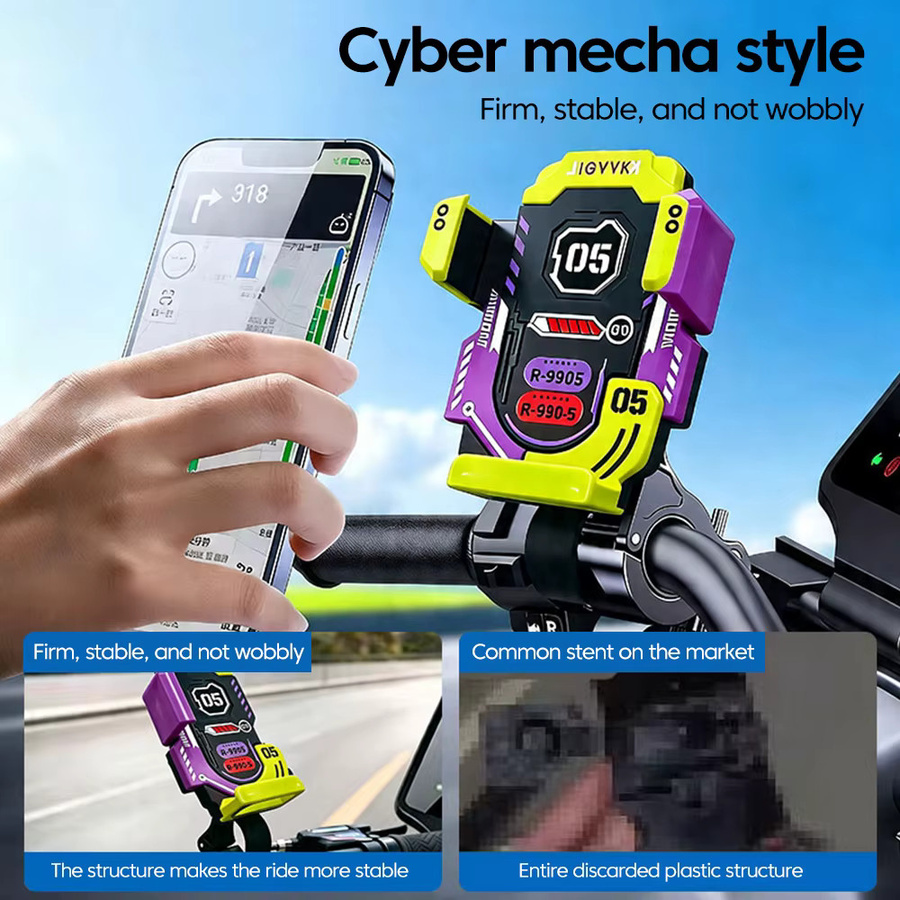 elough Handyhalterung für Motorrad und Fahrrad zur Navigation, verstellbarer und rutschfester GPS-Clip für Lenker oder Rückspiegel, mehrfarbig - Bild 4