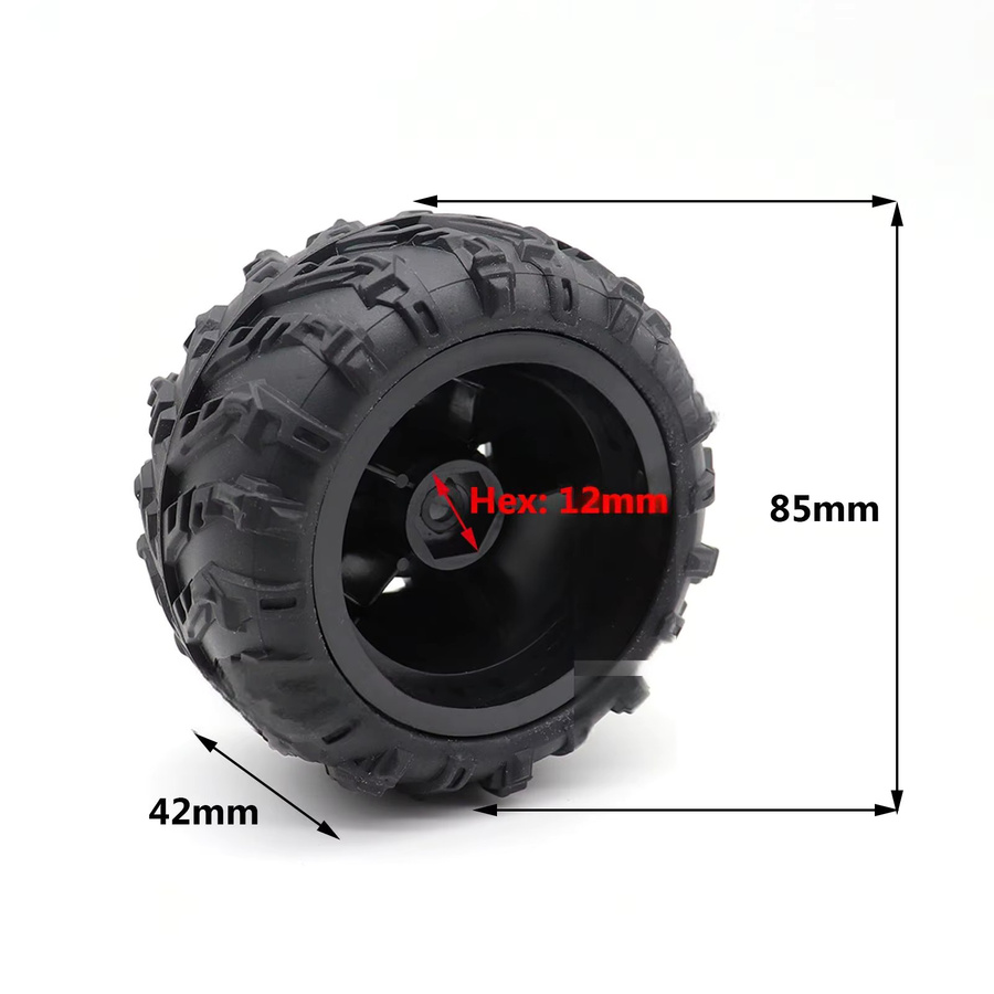 JJRC RC Auto Reifen, 1/16, 1/14, 12mm Hex-Radreifen, Schwarz, Gummi - Bild 2