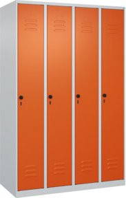 C+P Spind Classic PLUS Garderobenschrank mit 4 Abteilen, Stahlkonstruktion, Lichtgrau, H x B x T: 185 x 120 x 50 cm - Bild 1