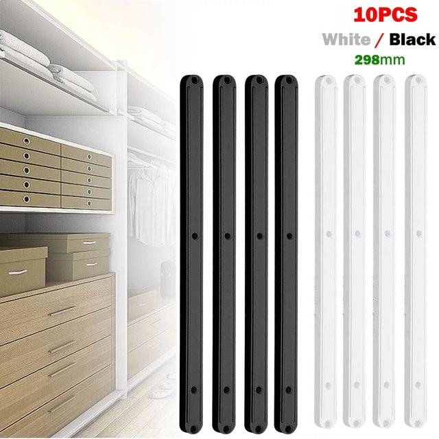 10 Stück Ersatz-Schubladenschienen aus Kunststoff in Schwarz, Länge: 298 mm, Schubladenführungen für Tastatur und Schrank, Möbelbeschläge - Bild 1