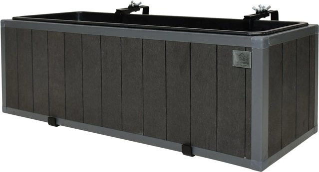 LAMORENDA Balkonkasten aus WPC mit Einsatz für Innen- und Außenbereich, Anthrazit, B/T/H: 61,5 x 19,5 x 20 cm - Bild 1