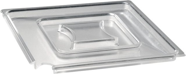 APS Deckel FLOAT aus Kunststoff SAN mit Löffelaussparung, quadratisch, transparent, B/T/H: 25 x 25 x 1,3 cm - Bild 1