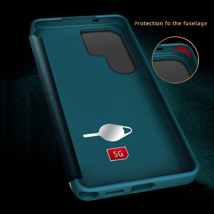 Flip-Cover Smart Screen Protector Ledertasche für Samsung Galaxy S26 Ultra S25 S24 Plus S23 S22 S21 FE in Purple mit stoßfester Silikonhülle - Bild 3