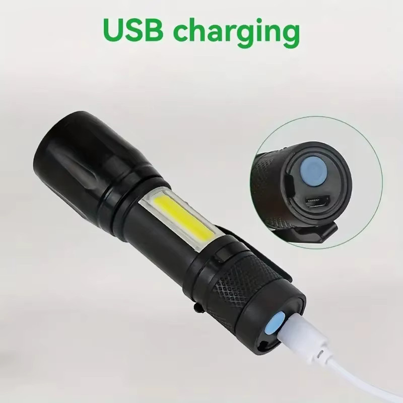 KDULIT Mini-LED-Taschenlampe in Schwarz, wiederaufladbare tragbare Taschenlampe mit Stiftclip und Metallgehäuse für Outdoor und Camping - Bild 3