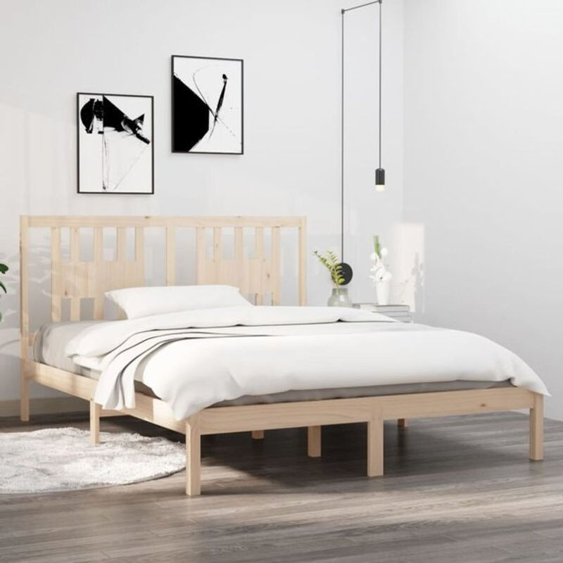 Massivholzbett Kiefer von vidaxl in Braun, B/T/H: 160 x 200 x 166 cm - Bild 1