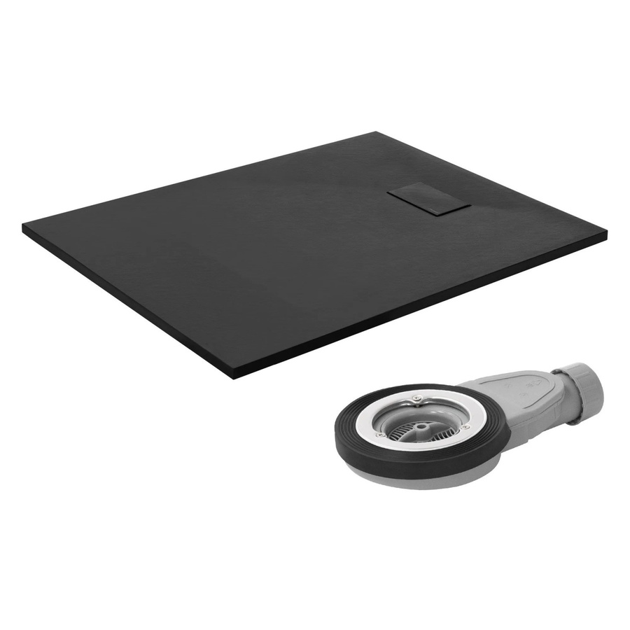LuxeBath Duschwanne aus Mineralcast in Schwarz mit Ablaufgarnitur, rechteckig, rutschhemmend, B: 120 cm, T: 90 cm, H: 3 cm - Bild 2
