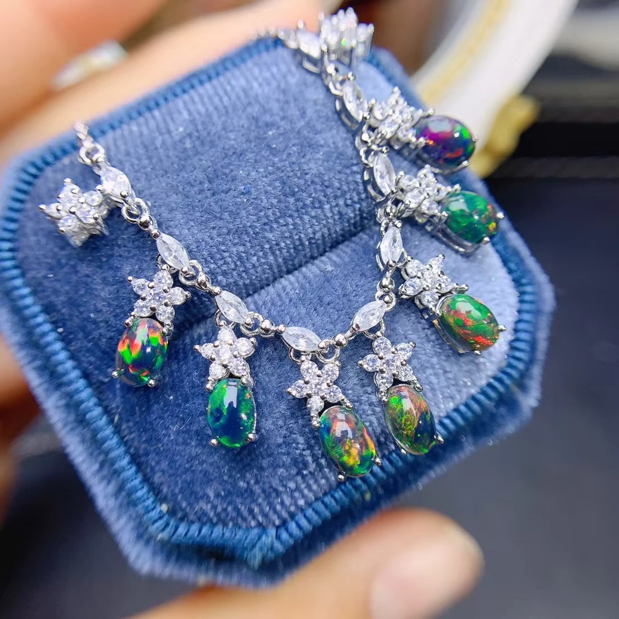 MACORY Schmuckanhänger, 925 Silber, Schwarzer Opal, Damen - Bild 4