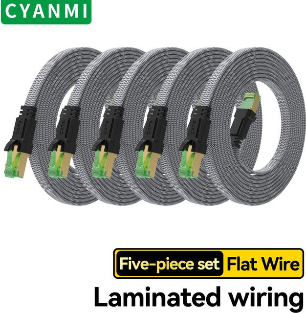 CYANMI CAT 8 Ethernet LAN Kabel mit RJ45 Anschluss für Laptop und PS5, 40Gbps und 2000MHz - Bild 1