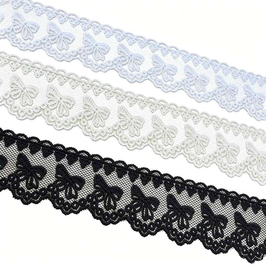 RIBBON HOUSE Netzspitze mit bestickter Schleife in Schwarz, Breite: 4 cm, 3 Yards pro Rolle - Bild 6