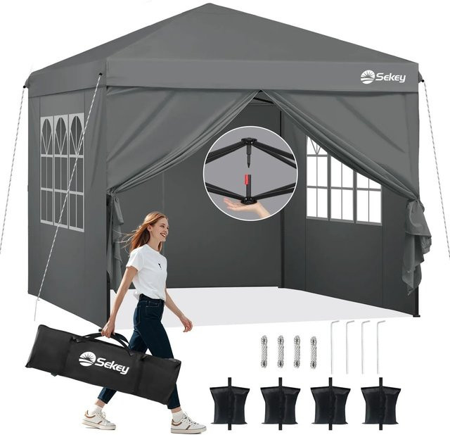 Sekey Premium Pop Up Pavillon aus Oxford-Gewebe in Grau, B/T/H: 300 x 300 x 230 cm - Bild 1