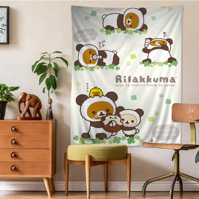 VIKAMA Wandteppich mit Kawaii Bären-Motiv in Multicolour, Polyester Wandbehang für Schlafzimmer und Wohnheim, B/H: 50 x 50 cm - Bild 1