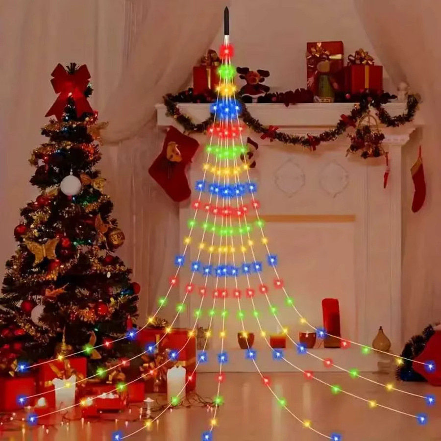 Peach Forest LED Weihnachts Lichterkette als Vorhang mit 8 Modi, Mehrfarbig, für Garten und Outdoor-Dekoration - Bild 1