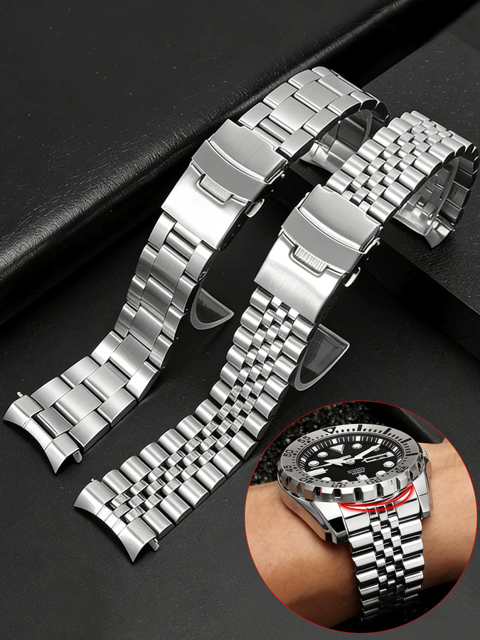 Chumoon Uhrenarmband Edelstahl, Silber, Unisex, 20mm 22mm - Bild 2