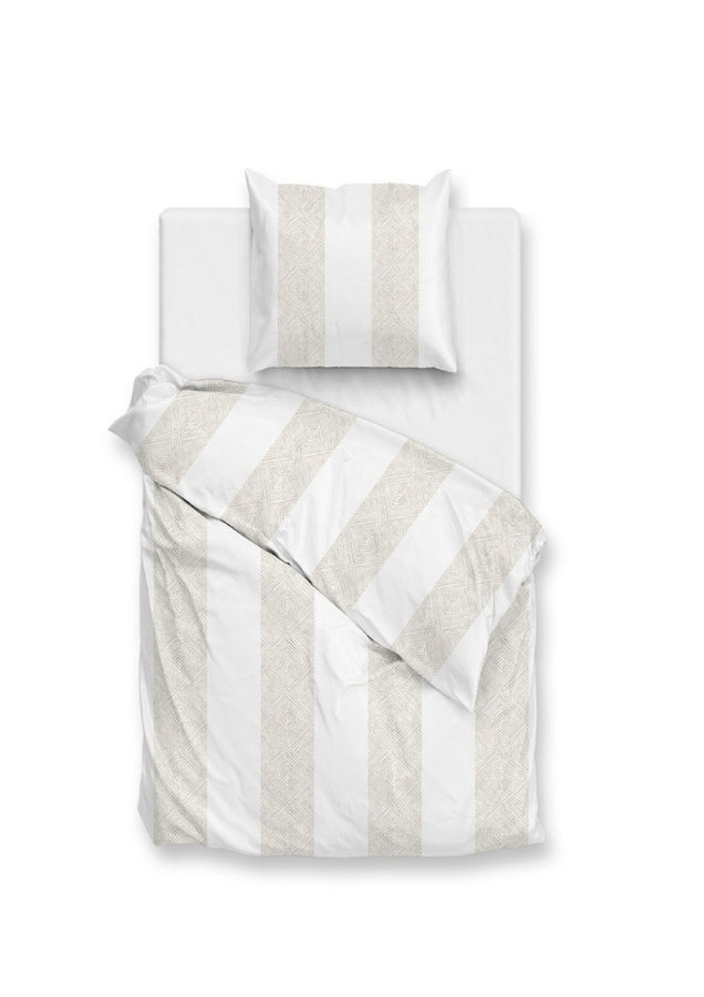 Zo! Home Mako-Satin Bettwäsche Tratti di Satinado Forest Sand Streifen aus Baumwolle, Farbe: Sand/Beige, B/H: 155 x 220 cm mit Kissenbezug 80 x 80 cm - Bild 1