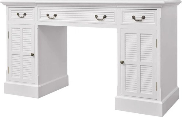 vidaXL Schreibtisch Sekretär in Weiß aus MDF und Kiefernholz, B/T/H: 140 x 48 x 80 cm