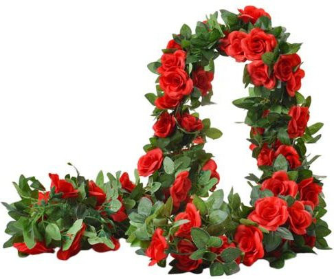 Lumin Künstliche Rosenblüten-Girlande in Rot mit 16 Köpfen, 220 cm UV-beständige Rattan-Ranke für Hochzeit und Party - Bild 1