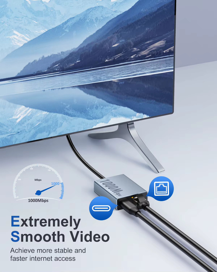 Google USB-C-auf-Ethernet-Adapter für Chromecast mit Google TV, 1000 Mbit/s Gigabit-Ethernet, Silber - Bild 3
