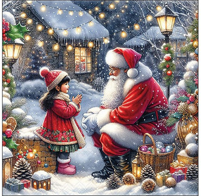 Weihnachtsserviette Talking To Santa aus Papier in Multicolor - Bild 1