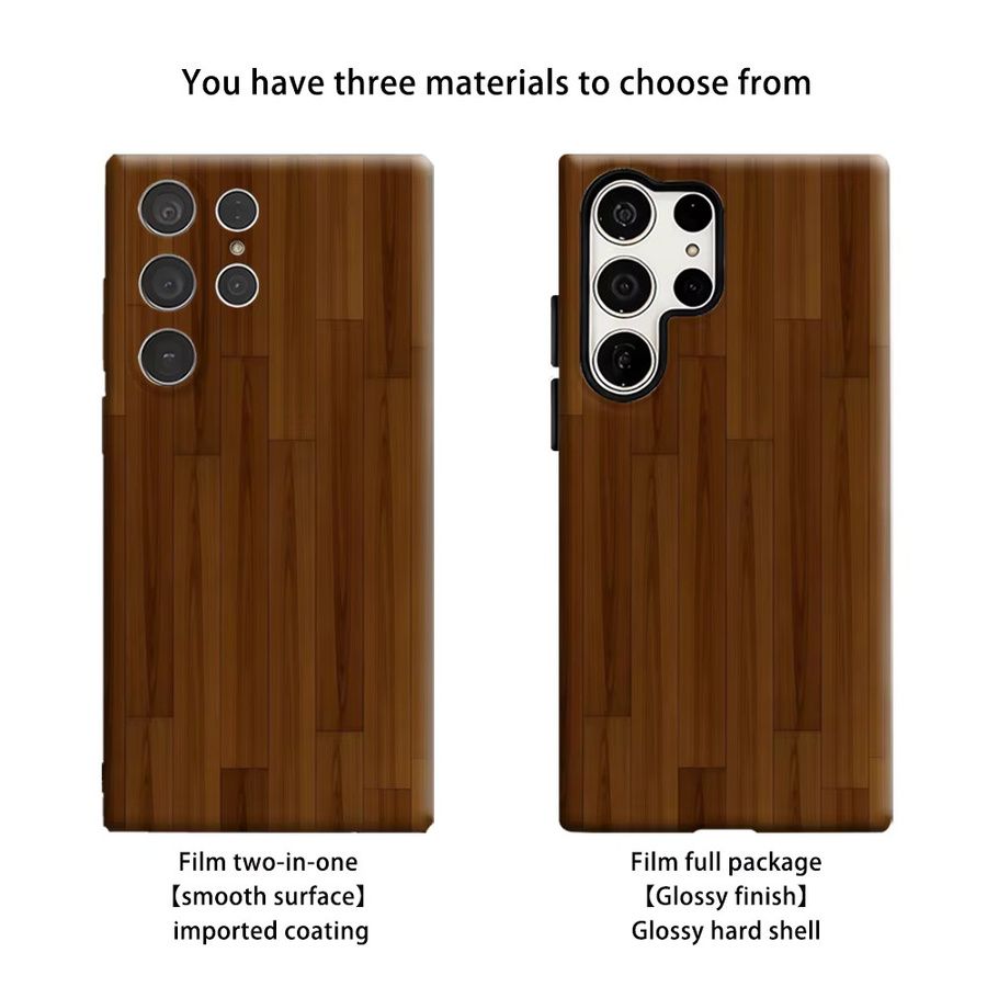 Stoßfeste Samsung Handyhülle mit Massivholz-Textur in Braun für Galaxy S25 Ultra, S24 und S23 Ultra Plus - Bild 2