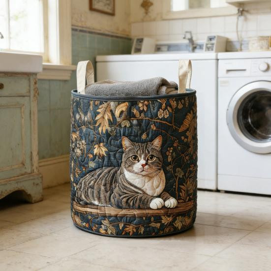 Faltbarer Boho Wäschekorb aus Polyester mit Katzen-Design von Hercules zur Aufbewahrung von Kleidung und Spielzeug - Bild 5