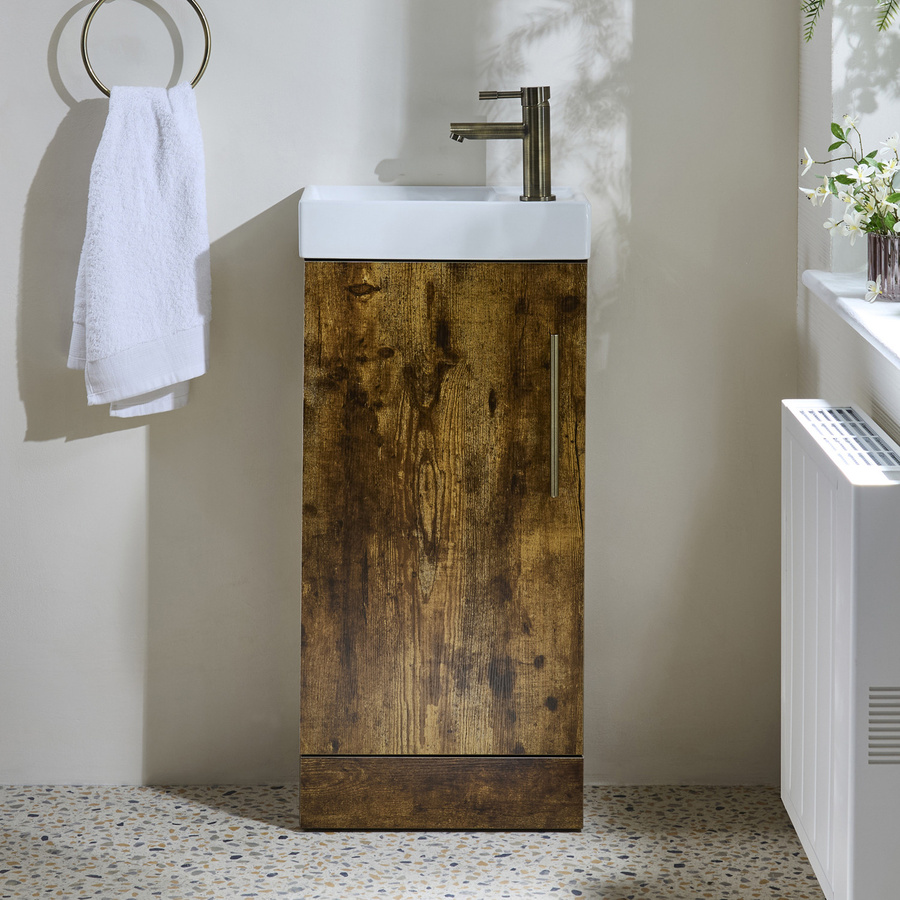 Waschtischunterschrank mit Waschbecken Hudson Reed Cluo in Weiß mit Soft-Close-Türen, Breite: 40 cm - Bild 1