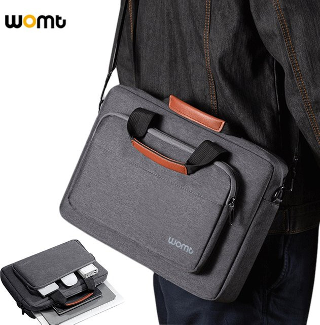 WOMT Business Laptoptasche für Herren als Aktentasche und Schultertasche für Notebooks von 14 bis 15,6 Zoll in Grau - Bild 1