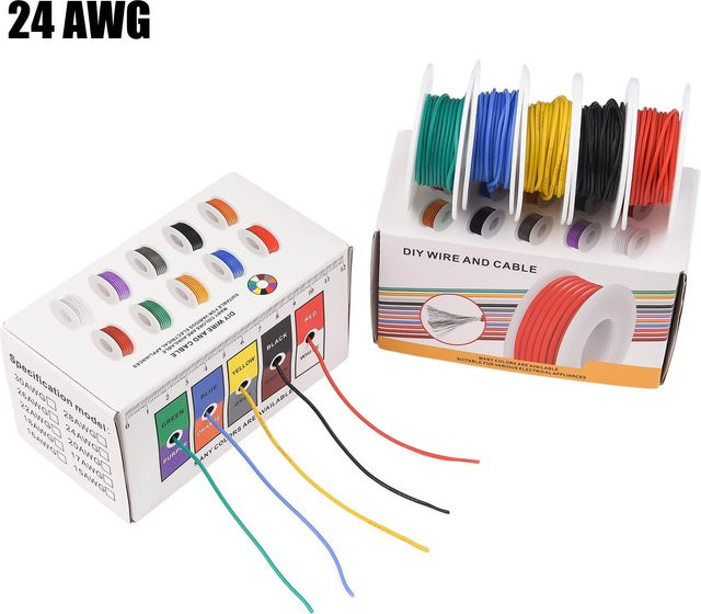 Flexibler Silikon-Anschlussdraht aus verzinnter Kupferleitung 24 AWG, 5 Farben im Set - Bild 1
