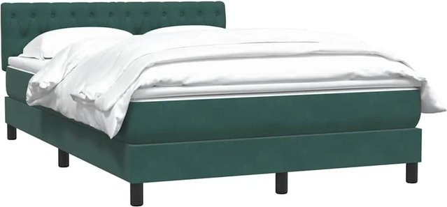 vidaXL Boxspringbett mit Matratze in Dunkelgrün aus Samt, Hybrid-Design mit Taschenfederkern, B/T: 160 x 220 cm - Bild 1
